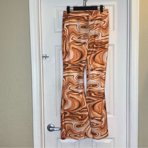 Nasty Gal Recycled Marble Print Flare Pants Size 10 - Picture 3 of 12